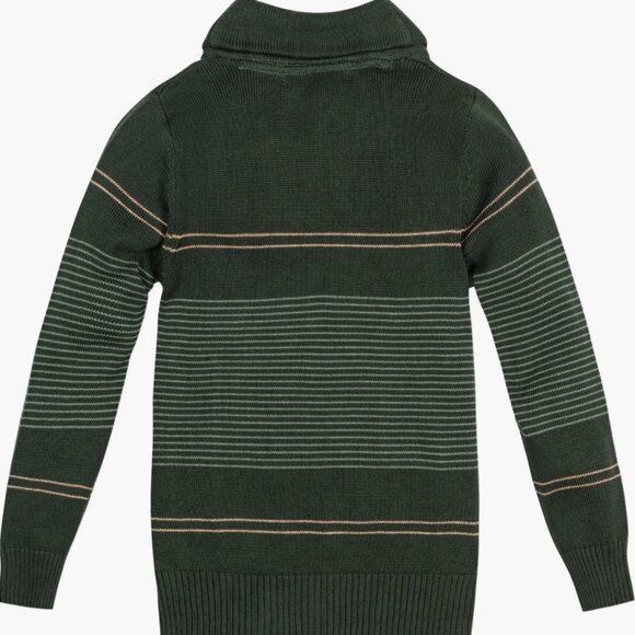 Hope & Henry Kids's Organic Long Sleeve Striped Shawl Collar Sweater - Picture 4 of 5
